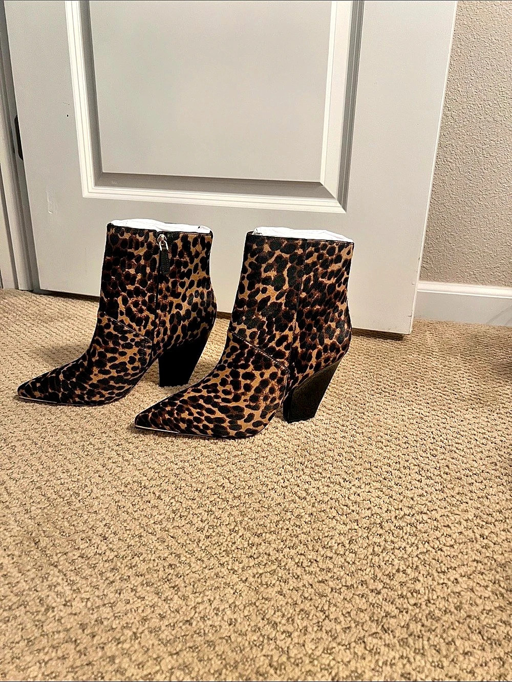 Tory Burch Leopard Print Pointed-Toe Ankle Boots